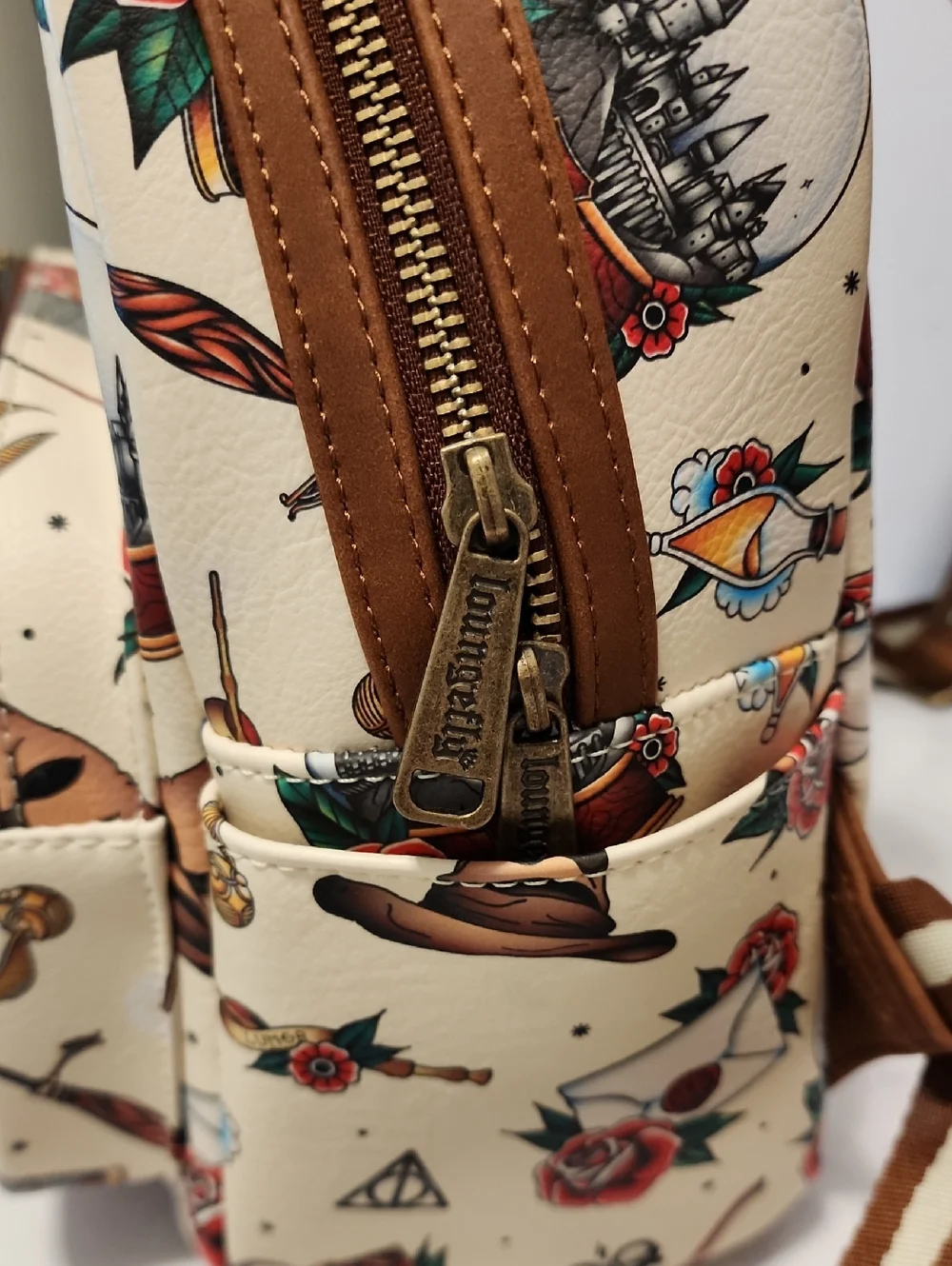 Harry Potter Loungefly Mini Backpack - Cream Floral Tattoo Print